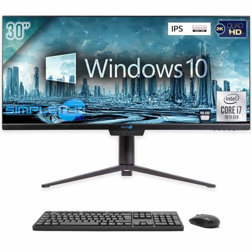 SIMPLETEK - Computer All in One 30" Curved 2K Bildschirm | Core i7 10. Generation | 16GB RAM | SSD 960GB | Integrierte Webcam 5 MP | WiFi 6 und BT 5.2 | Gaming, Grafik von SIMPLETEK