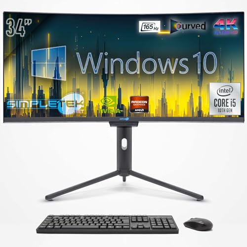 SIMPLETEK - Computer All in One 34" Curved Bildschirm 4K 165Hz für Gaming, Grafik | Core i5 10° Gen | Windows 10 Pro | GPU RTX4060 8GB | 32GB RAM SSD 2TB | 2K Webcam | BT 5.2 von SIMPLETEK
