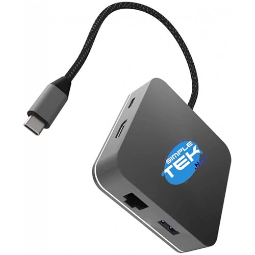 SIMPLETEK -Docking Station USB-C kompatibel mit Macbook Dell Lenovo HP Samsung Asus | HDMI+USB 3.0+USB-C Power Delivery 87W+HDMI 4K/FHD+Gigabit LAN von SIMPLETEK