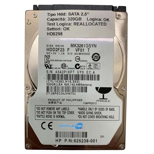 SIMPLETEK - Festplatte HDD 320GB SATA 2,5" MK3261GSYN Interne Notebook Laptop PC Festplatte (generalüberholt) von SIMPLETEK