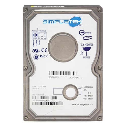 SIMPLETEK - Festplatte HDD 80GB IDE PATA EIDE 3,5" kompatibel mit Windows 2000 XP (Generalüberholt) von SIMPLETEK