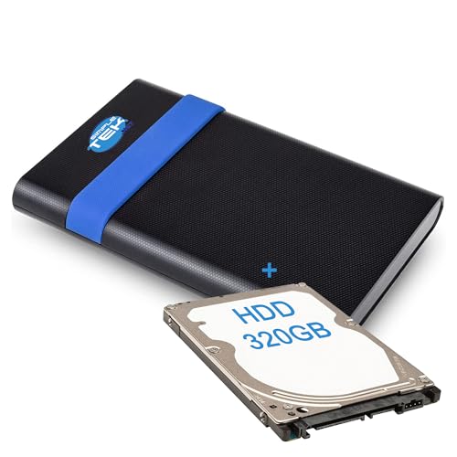 SIMPLETEK - HDD 320GB SATA III Festplatte + Externes 2,5" USB 3.2 Gen1 Gehäuse GS-15U3, 20cm Kabel, 6Gbps (Generalüberholt) von SIMPLETEK