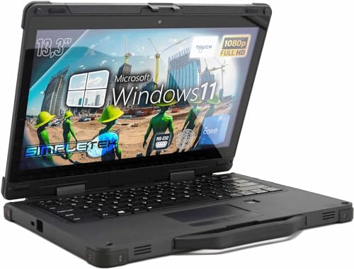 SIMPLETEK - Laptop Rugged Core i5 11. Generation Display 13 Zoll FHD Touchscreen | 16 GB RAM und SSD 4 TB Windows 11 Pro | Large Battery Stoßfest Staubdicht IP65 Seriell RS232 von SIMPLETEK