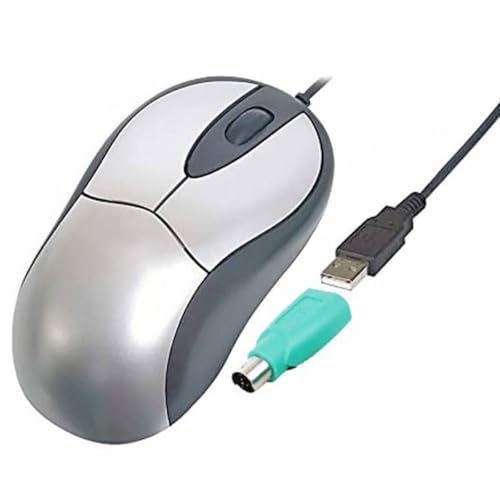 SIMPLETEK - Optische USB/PS2 Combo Ergonomische Maus | Verkabelt, 800 DPI, 3 Tasten | Windows Linux Legacy-Systeme | PS/2-Adapter im Lieferumfang enthalten von SIMPLETEK