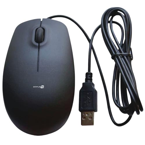 SIMPLETEK - Optische USB 2.0 Maus mit Kabel - Beidhändig | Verkabelt, 1000 DPI, 3 Tasten | Kompatibel mit MacOS, Windows und Linux (Generalüberholt) von SIMPLETEK