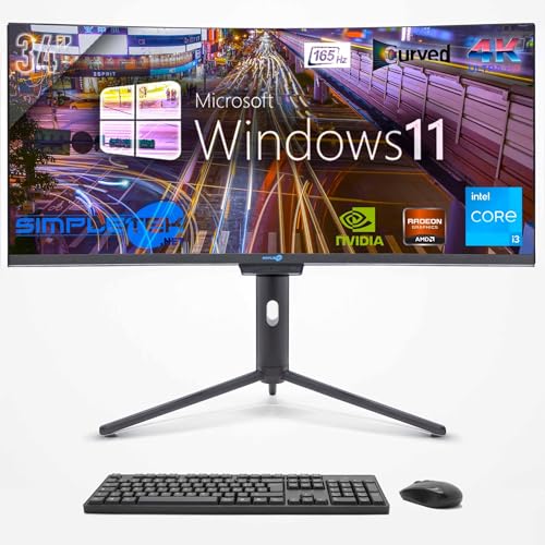 SIMPLETEK - PC ALL in ONE 34" 4K Wide 165Hz Core i3 | Windows 11 | 4GB GPU GTX1650 | 16GB RAM SSD 480GB | Integrierte Webcam 5MP | Gaming Computer | WiFi6 von SIMPLETEK