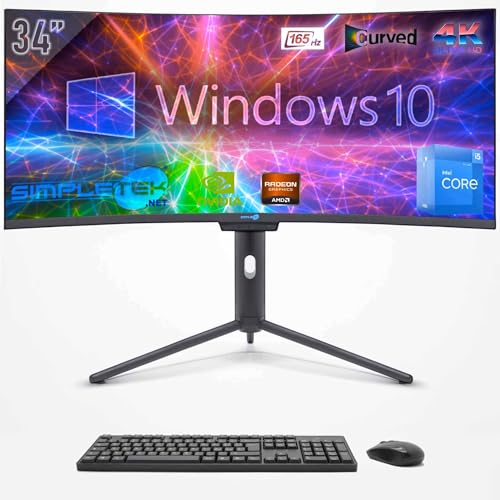 SIMPLETEK - PC ALL in ONE 34" 4K Wide 165Hz Core i5 12° Gen | Windows 10 | 64GB RAM SSD 2TB | Dedizierte RTX 4060 GPU 8GB | Integrierte Webcam 5MP Gaming Computer WiFi6 von SIMPLETEK
