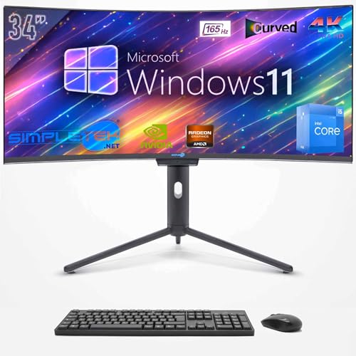 SIMPLETEK - PC ALL in ONE 34" 4K Wide 165Hz Core i5 12° Gen | Windows 11 | 64GB RAM SSD 2TB | Dedizierte RTX 4060 GPU 8GB | Integrierte Webcam 5MP Gaming Computer WiFi6 von SIMPLETEK