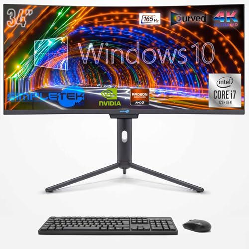 SIMPLETEK - PC ALL in ONE 34" 4K Wide 165Hz Core i7 12° Gen | Windows 10 | 32GB RAM SSD 960GB | Dedizierte GPU GTX1660 6GB | Integrierte Webcam 5MP Gaming Computer WiFi6 von SIMPLETEK