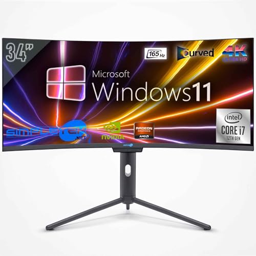 SIMPLETEK - PC ALL in ONE 34" 4K Wide 165Hz Core i7 12° Gen | Windows 11 | 64GB RAM SSD 2TB | Dedizierte RTX 4060 GPU 8GB | Integrierte Webcam 5MP Gaming Computer WiFi6 von SIMPLETEK
