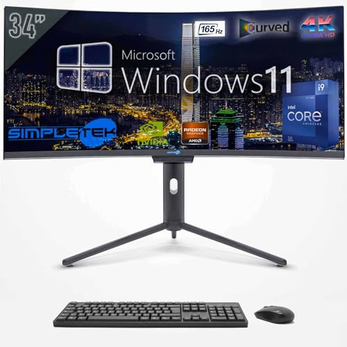 SIMPLETEK - PC ALL in ONE 34" 4K Wide 165Hz Core i9 12° Gen | Windows 11 | 64GB RAM SSD 2TB | Dedizierte GPU RTX4060 8GB | Integrierte Webcam 5MP Gaming Computer WiFi6 von SIMPLETEK