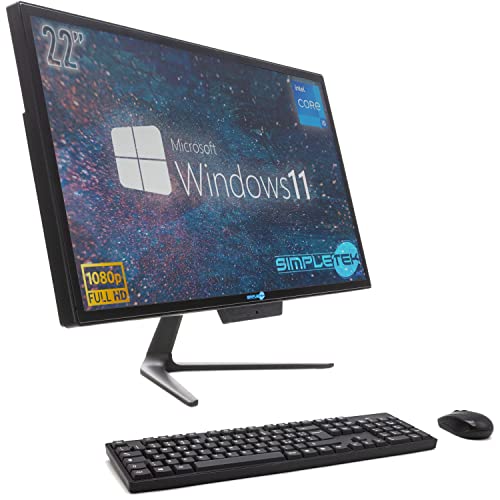 SIMPLETEK PC All in One Core i5 Bis 3,20 GHz 8 GB SSD 120 GB | 22 Zoll Full HD Windows 11 Pro | Integrierte Webcam VGA HDMI WiFi5 Computer Aio Fixed Home Arbeit von SIMPLETEK