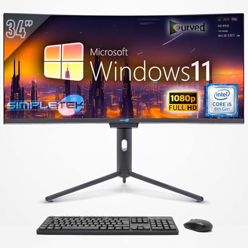SIMPLETEK - All-in-One-PC mit gebogenem Bildschirm von 34 Zoll (81 cm) Breite | Core i5 8. Generation | Windows 11 Pro | 4 GB RAM | SSD 240 GB | Integrierte 2K Webcam | WiFi 6 und BT 5.2 SIMPLETEK - All-in-One-PC mit gebogenem Bildschirm von 34 Zoll (81 cm) Breite | Core i5 8. Generation | Windows 11 Pro | 4 GB RAM | SSD 240 GB | Integrierte 2K Webcam | WiFi 6 und BT 5.2 von SIMPLETEK