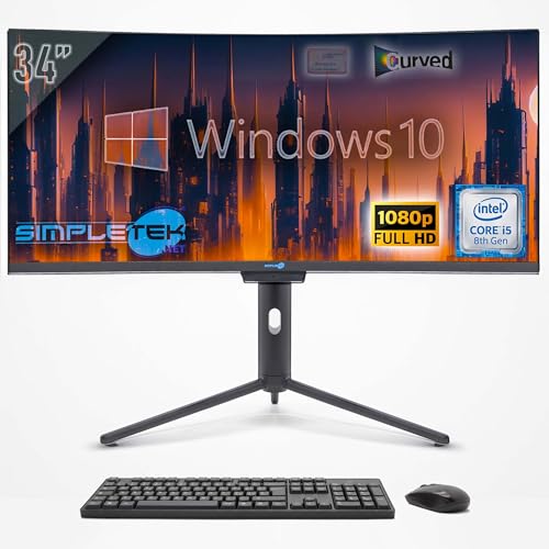 SIMPLETEK - PC All in One Curved 34" Wide | Core i5 8. Generation | Windows 10 Pro | RAM 8GB | SSD 120GB | Integrierte 2K Webcam | WiFi 6 und BT 5.2 SIMPLETEK - PC All in One Curved 34" Wide | Core i5 8. Generation | Windows 10 Pro | RAM 8GB | SSD 120GB | Integrierte 2K Webcam | WiFi 6 und BT 5.2 von SIMPLETEK