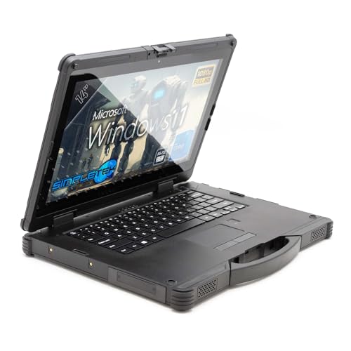 SIMPLETEK - Rugged Notebook 14 Zoll FHD Core i5 11Gen Dual Akku Windows 11 16 GB RAM SSD 120 GB PC Industrielaptop Ultra Beständig gegen Staub Wasser IP65 X14 von SIMPLETEK