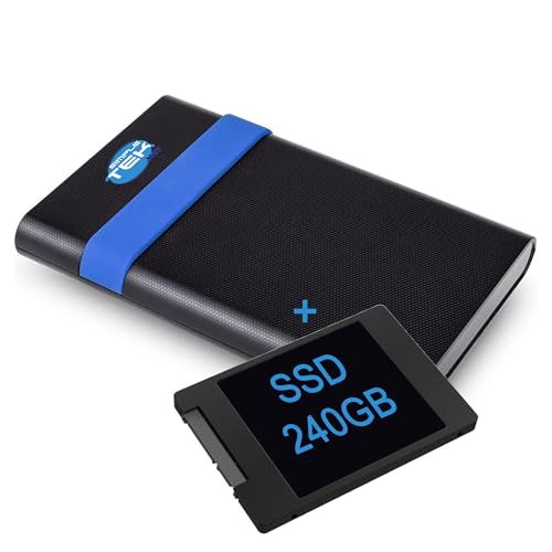 SIMPLETEK - SSD Festplatte 240GB SATA III + 2,5" Externes Gehäuse USB 3.2 Gen1, GS-15U3, Kabel 20cm, 6Gbps von SIMPLETEK
