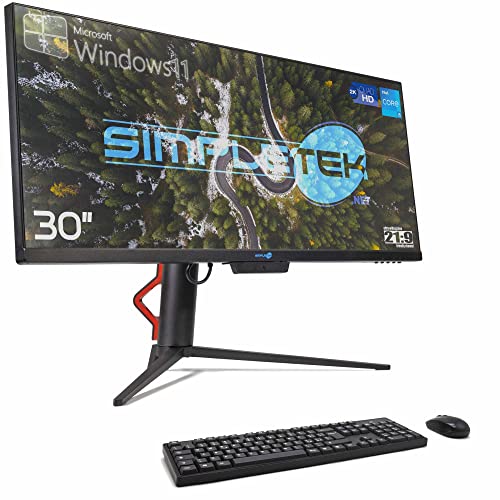 Simpletek All in One 30" Bildschirm 2K Core i5 16GB SSD 960GB Windows 11 Pro | Ultrawide IPS 21:9 WiFi6 Bluetooth 5 Webcam Integrierter PC Desktop Fixo Aio von SIMPLETEK