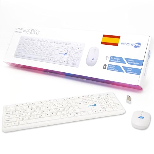 Simpletek - Kit Maus & Tastatur Wireless 2.4G Layout ES | Spanien Spanien Tastatur QWERTY mit numerischer Tastatur Ergonomische Maus 3 Tasten USB-Empfänger Simpletek - Kit Maus & Tastatur Wireless 2.4G Layout ES | Spanien Spanien Tastatur QWERTY mit numerischer Tastatur Ergonomische Maus 3 Tasten USB-Empfänger von SIMPLETEK
