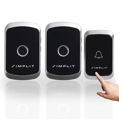 SIMPLIT Funk Türklingel “A20” - Haustürklingel Modernes Design - 280m Reichweite Klingel Haustür - Türklingel Funk 36 Melodien - Doorbell Wireless (1x Sender 2x Empfänger) von SIMPLIT