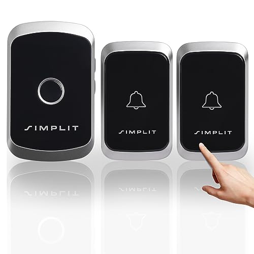 SIMPLIT Funk Türklingel “A20” - Haustürklingel Modernes Design - 280m Reichweite Klingel Haustür - Türklingel Funk 36 Melodien - Doorbell Wireless (2x Sender 1x Empfänger) von SIMPLIT