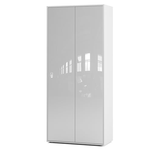 SIMPLYFURN Büroschrank Amira T00 | Aktenschrank & Mehrzweckschrank in Weiß & Weiß Hochglanz | 180x80x40 cm | Push-to-Open für Büro SIMPLYFURN Büroschrank Amira T00 | Aktenschrank & Mehrzweckschrank in Weiß & Weiß Hochglanz | 180x80x40 cm | Push-to-Open für Büro von SIMPLYFURN