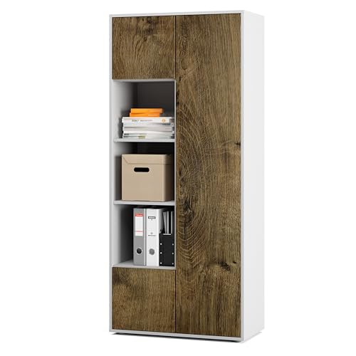 SIMPLYFURN Büroschrank Amira T30 | Aktenschrank & Mehrzweckschrank in Weiß & Eiche Ribbeck | 3 offene Fächer | Push-to-Open | 181x80x40 cm | für Homeoffice & Büro SIMPLYFURN Büroschrank Amira T30 | Aktenschrank & Mehrzweckschrank in Weiß & Eiche Ribbeck | 3 offene Fächer | Push-to-Open | 181x80x40 cm | für Homeoffice & Büro von SIMPLYFURN