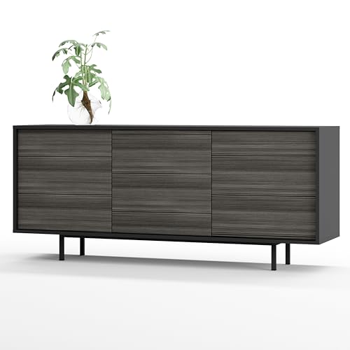SIMPLYFURN Sideboard Akia Kommode für Wohnzimmer oder Flur in Anthrazit mit Avola Anthrazit Türen, 154x40x66 cm, Metallfüße, Push-to-Open, modernes Lowboard mit verstellbaren Einlegeböden von SIMPLYFURN