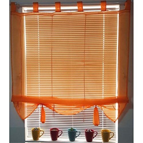 ANGEL BUD 1 stück Voile Raffrollo mit Schlaufen - Transparent Einfarbig Tüll Vorhänge - Römischen Vorhang für Küche, Bad und Balkon - Orange - Breite 100 cm, Höhe 155 cm von SIMPVALE