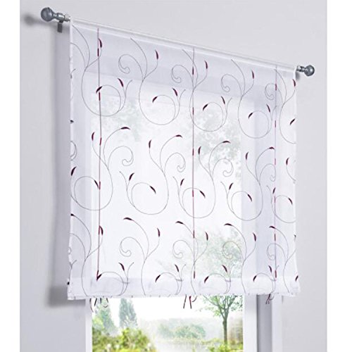 SIMPVALE 1 Stück Fenster Vorhang Stickerei Floral Gabi hoch Qualität Voile Dekoration der Schlafzimmer Badezimmer Balkon, Polyester, violett, 100_x_120_cm von SIMPVALE