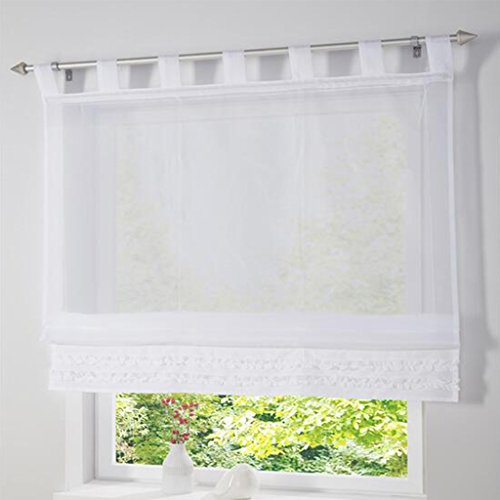 SIMPVALE 1 Stück Gardine Raffrollo Schlaufenschal Fenster Vorhang für Küche, Wohnzimmer, Schlafzimmer, weiß, Breite 80cm / Höhe 165cm von SIMPVALE