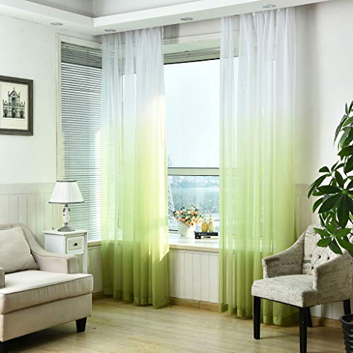 SIMPVALE 1 Stück Gardinen - Farbverläufe - transparente Voile Vorhänge - für Schlafzimmer, Wohnzimmer, Balkon, Wohnzimmer (Grün mit Weiß, Breite 200cm / Höhe 260cm) von SIMPVALE