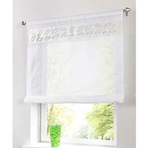 SIMPVALE 1 Stück Raffrollo - Ausgehöhlter Transparenter Vorhang - für Küche Balkon Badezimmer (Breite 100cm/Höhe 140cm, Weiß) von SIMPVALE