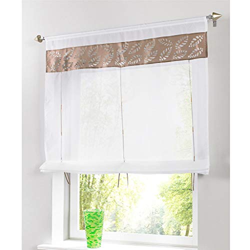 SIMPVALE 1 Stück Raffrollo - Ausgehöhlter Transparenter Vorhang - für Küche Balkon Badezimmer (Breite 80cm/Höhe 140cm, Braun) von SIMPVALE