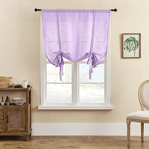 SIMPVALE 1 Stück Raffrollo Tüll Raffgardinen mit Stangentasche Leinenweben lichtdurchlässig Voile Vorhang für Wohnzimmer Schlafzimmer Balkon Küche Badezimmer, Hellviolett, 80x120cm von SIMPVALE
