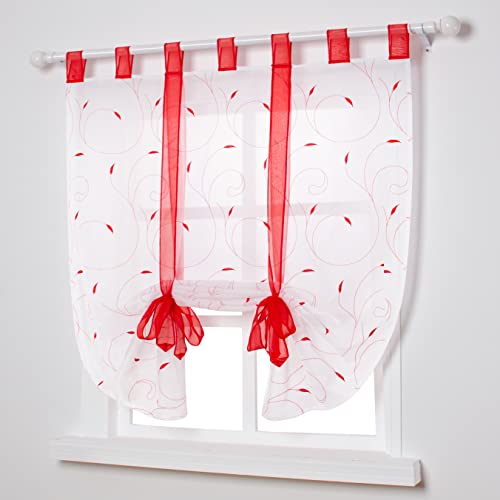 SIMPVALE 1 Stück Raffrollo Vorhänge, Rot 140x140 cm Voile Vorhang mit Raffinierten Floralen Stickereimustern, Transparente Gardinen für Wohnungen, Schlafzimmer, Wohnzimmer, Küche SIMPVALE 1 Stück Raffrollo Vorhänge, Rot 140x140 cm Voile Vorhang mit Raffinierten Floralen Stickereimustern, Transparente Gardinen für Wohnungen, Schlafzimmer, Wohnzimmer, Küche von SIMPVALE