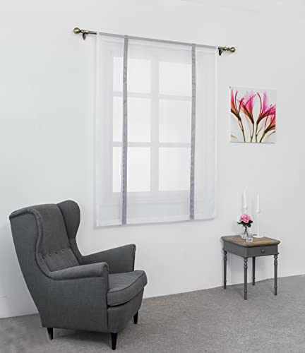 SIMPVALE 1 Stück Raffrollo Vorhänge, Sheer Voile Vorhang für Wohnzimmer Schlafzimmer Transparente Gardinen Grau 100×120cm (B×H) von SIMPVALE