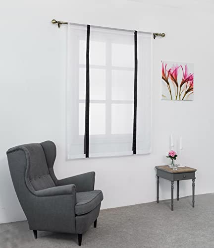 SIMPVALE 1 Stück Raffrollo Vorhänge, Sheer Voile Vorhang für Wohnzimmer Schlafzimmer Transparente Gardinen Schwarz 60×140cm (B×H) von SIMPVALE