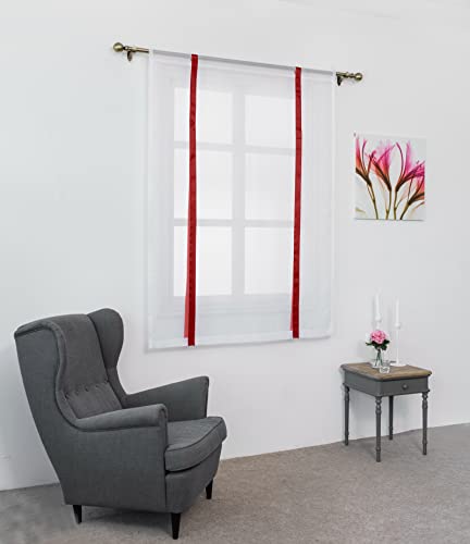 SIMPVALE 1 Stück Raffrollo Vorhänge, Sheer Voile Vorhang für Wohnzimmer Schlafzimmer Transparente Gardinen Weinrot 100×120cm (B×H) von SIMPVALE