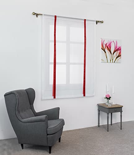 SIMPVALE 1 Stück Raffrollo Vorhänge, Sheer Voile Vorhang für Wohnzimmer Schlafzimmer Transparente Gardinen Weinrot 120×140cm (B×H) von SIMPVALE