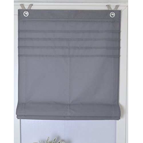 SIMPVALE - 1 Stück Raffrollo - für Küche und Balkon - Gardinen - Einfaches Aufhängen - Polyester (grau, Breite 120cm/Höhe 140cm) von SIMPVALE