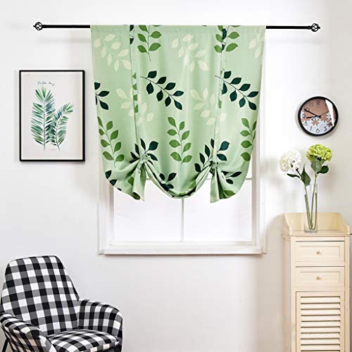 SIMPVALE 1 Stück Römischer Vorhang Blickdicht Grün Rod Pocket Blackout Römische Vorhänge Polyester Blätter Drucken Gardinen (Grün, Breite 60cm x Höhe 120cm) von SIMPVALE