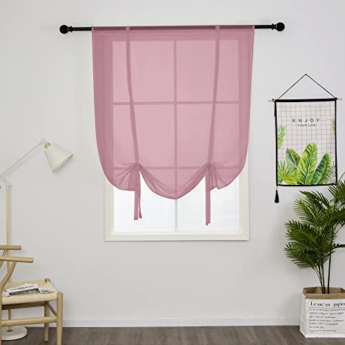 SIMPVALE 1 Stück Sheer Voile Vorhänge, 120×140cm Hellrot Raffrollo Vorhang, Transparente Gardinen für Wohnzimmer Schlafzimmer von SIMPVALE