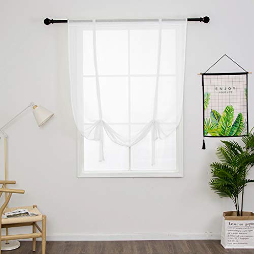 SIMPVALE 1 Stück Sheer Voile Vorhänge, 120×140cm Weiß Raffrollo Vorhang, Transparente Gardinen für Wohnzimmer Schlafzimmer von SIMPVALE