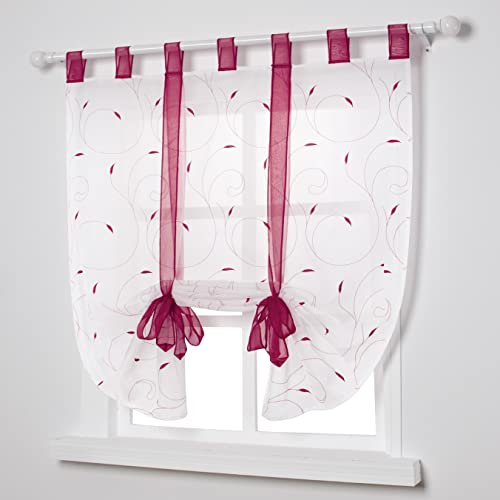 SIMPVALE 1 Stück Raffrollo Vorhänge, Violett 100x140 cm Voile Vorhang mit Raffinierten Floralen Stickereimustern, Transparente Gardinen für Wohnungen, Schlafzimmer, Wohnzimmer, Küche von SIMPVALE