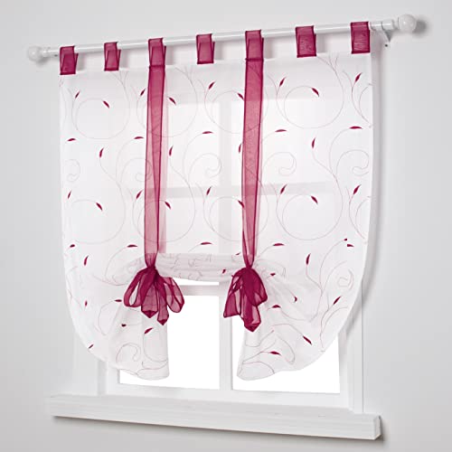 SIMPVALE - 1 Stück Voile Raffrollo Vorhang - Schleife Sheer liftable Silk Band Blume - Gracious - violett - 120cmx140cm von SIMPVALE