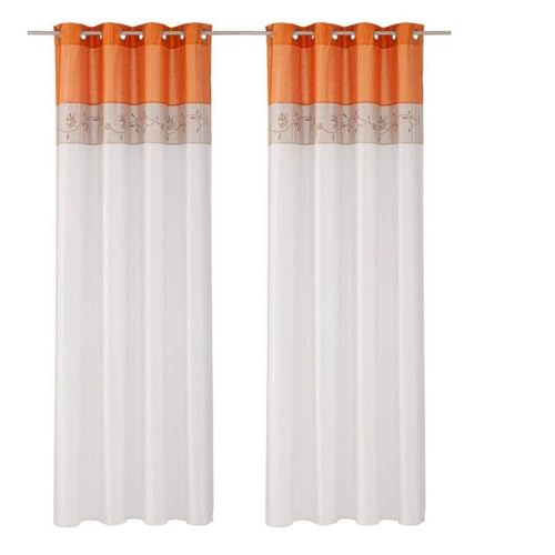 SIMPVALE 2 Paneele Vorhänge Fenster Blumen Seide Dekoration mit Ösen für Schlafzimmer, Wohnzimmer, Esszimmer, Balkon, Orange, Breite 145cm / Höhe 225cm von SIMPVALE