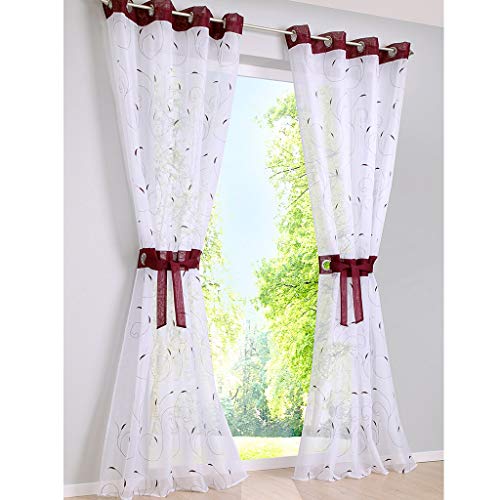 SIMPVALE 2 Stück Vorhänge Chiffon mit Ösen Stickerei Blätter Tüll Tür Fenster Vorhang Balkon Vorhang für Wohnzimmer Breite 140 cm, Polyester, Violett, Höhe 145cm SIMPVALE 2 Stück Vorhänge Chiffon mit Ösen Stickerei Blätter Tüll Tür Fenster Vorhang Balkon Vorhang für Wohnzimmer Breite 140 cm, Polyester, Violett, Höhe 145cm von SIMPVALE