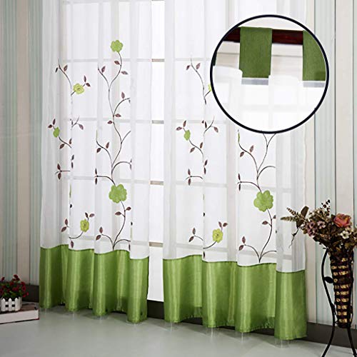 SIMPVALE 2 Stücks Sheer Voile Vorhang Halbtransparent Vorhänge, Wohnzimmer Schlafzimmer Gardine Grün 140 נ225 cm (B×H) von SIMPVALE