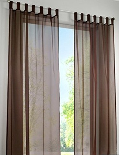 SIMPVALE 2 Stücks Voile Vorhänge zu Gürtelschlaufe transparent Vorhänge Fenster Balkon aus Tüll Breite 140cm, Polyester, Café, Höhe 175cm von SIMPVALE