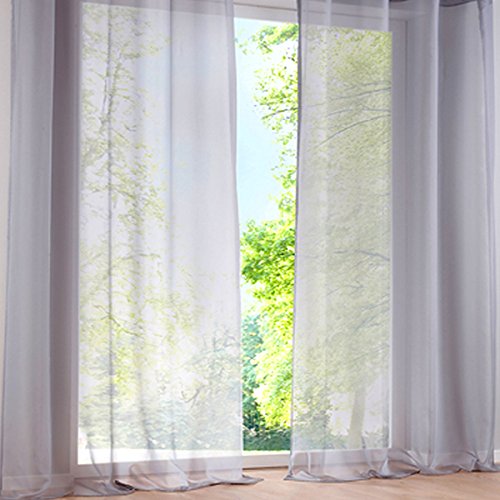 SIMPVALE 2 Stücks Voile Vorhänge zu Gürtelschlaufe transparent Vorhänge Fenster Balkon aus Tüll Breite 140cm, Polyester, Grau, Höhe 225cm von SIMPVALE